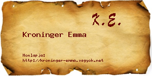 Kroninger Emma névjegykártya